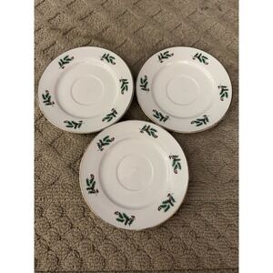 GW China Christmas Saucer Holly Leaves Berries Gold Trim Set Of‎ 3